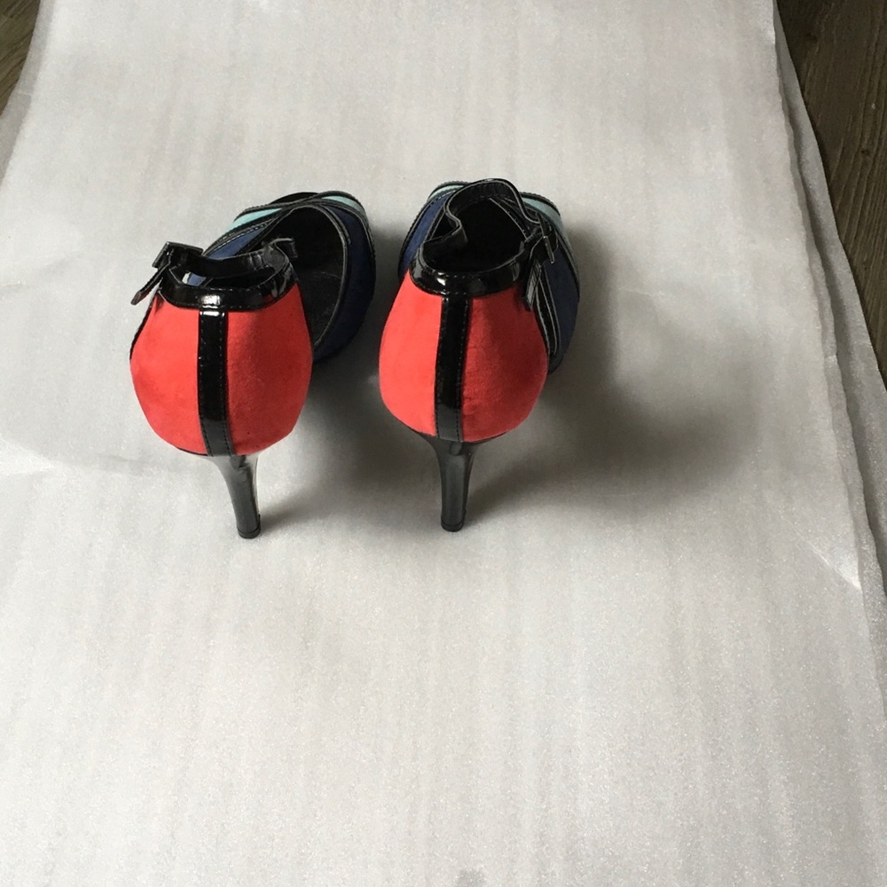 Multicolored Color Block Ankle Strap Heels - image 3